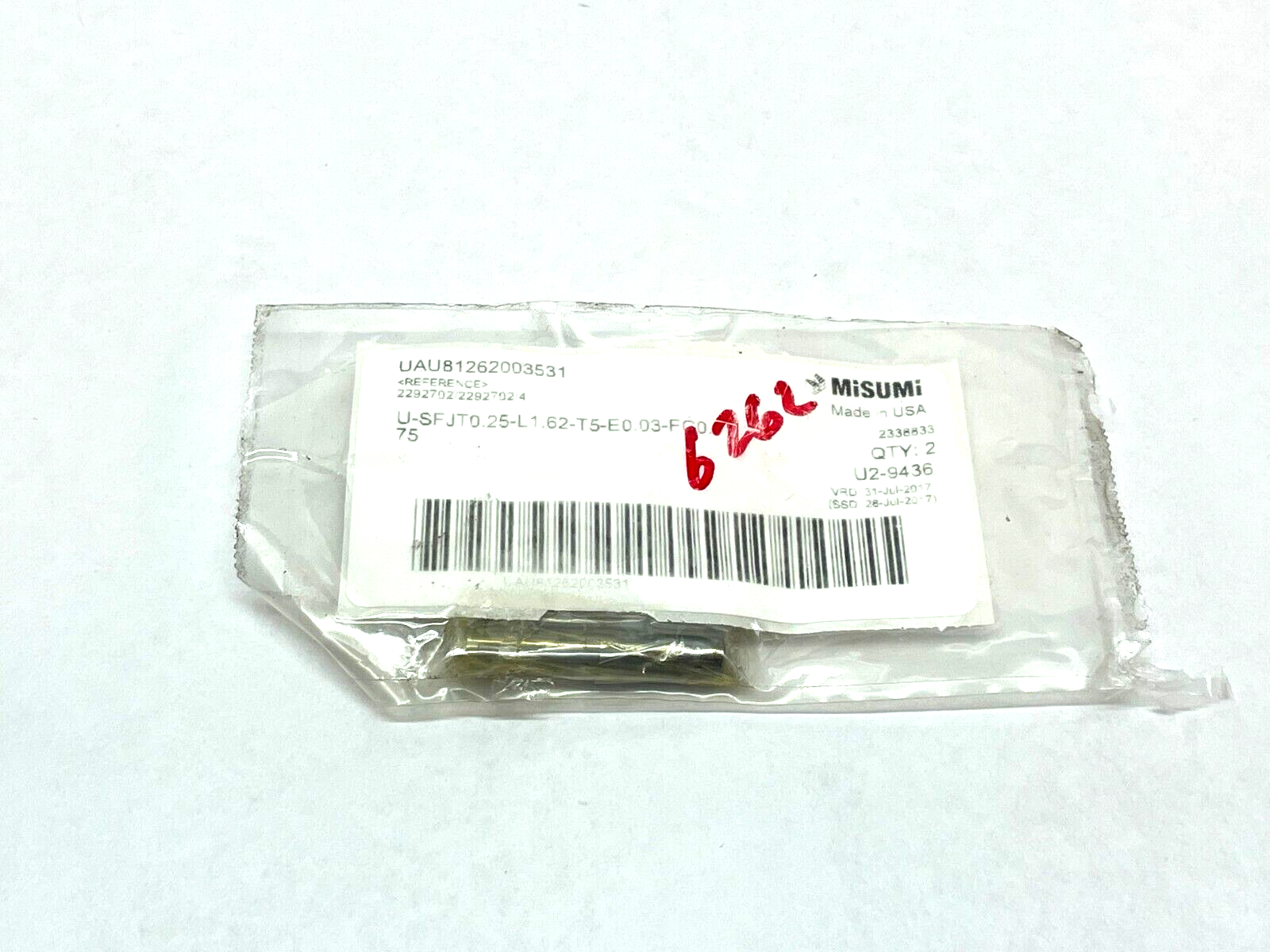 MiSUMi U-SFJT0.25-L1.62-T5-E0.03-FC0.75 Linear Shaft LOT OF 2 - New - Maverick Industrial Sales