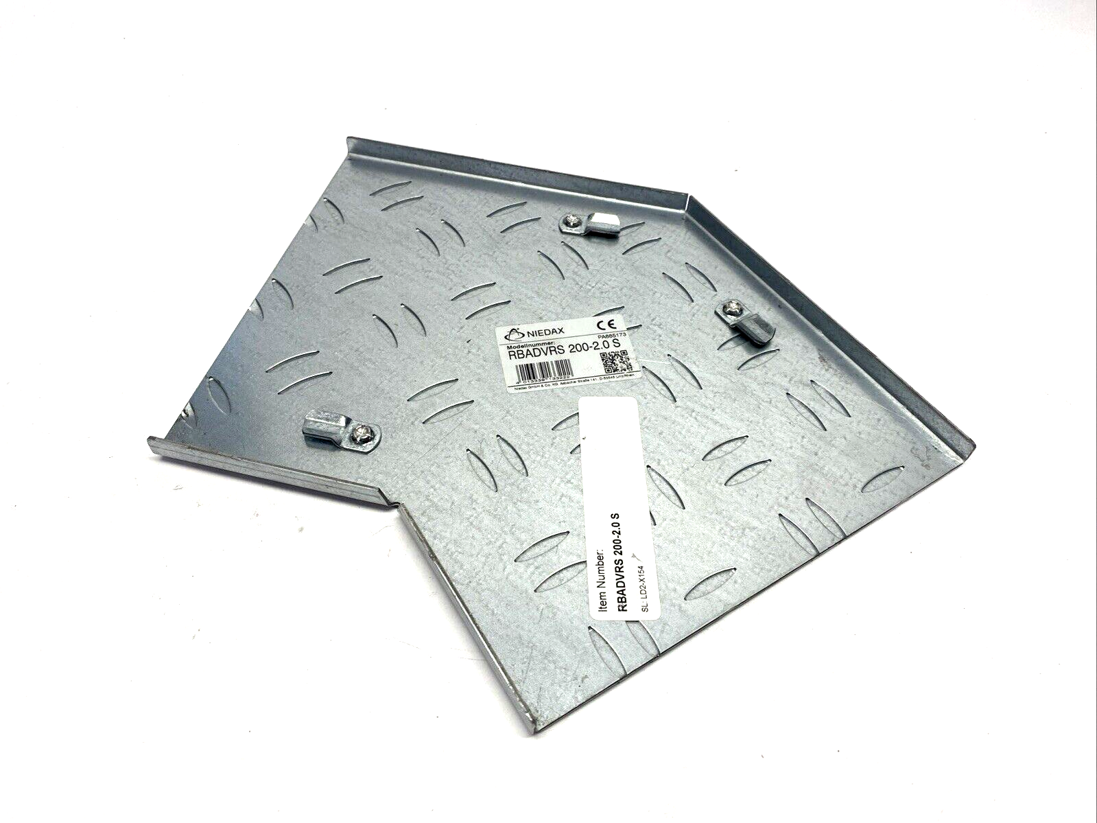 Niedax RBADVRS 200-2.0 S Cable Tray System Elbow Cover, Anti-slip, 205mm Width - New – Open box - Maverick Industrial Sales