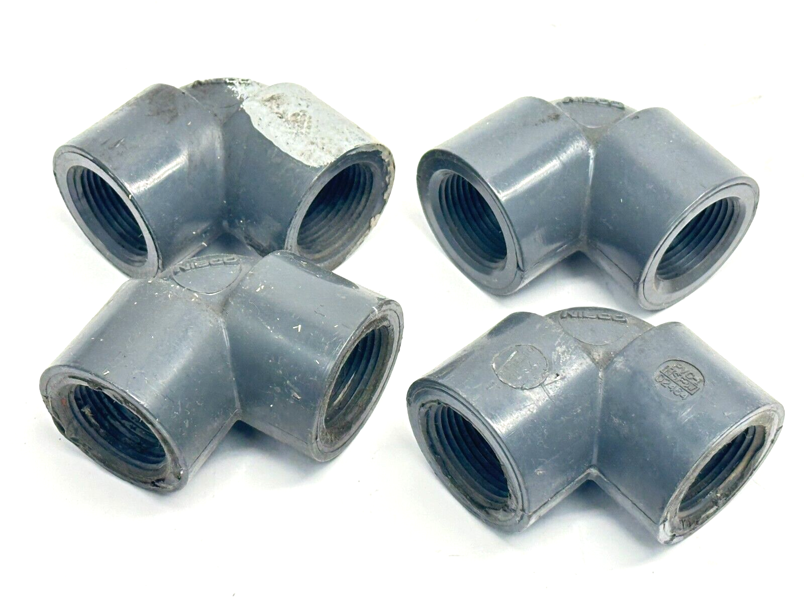 450733 | Nibco 1" PVC 90 Elbow FPT Schedule 80 CA07200 LOT OF 4 - Used - Maverick Industrial Sales