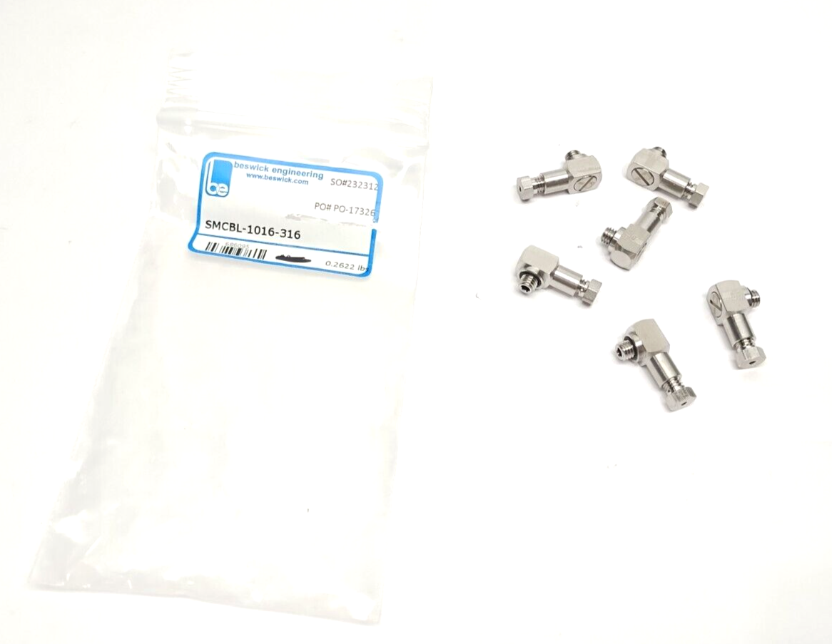 SMCBL-1016-316 | Beswick Engineering 10-32 To 1/16" Tube Compression Elbow 6-PACK - New - Maverick Industrial Sales