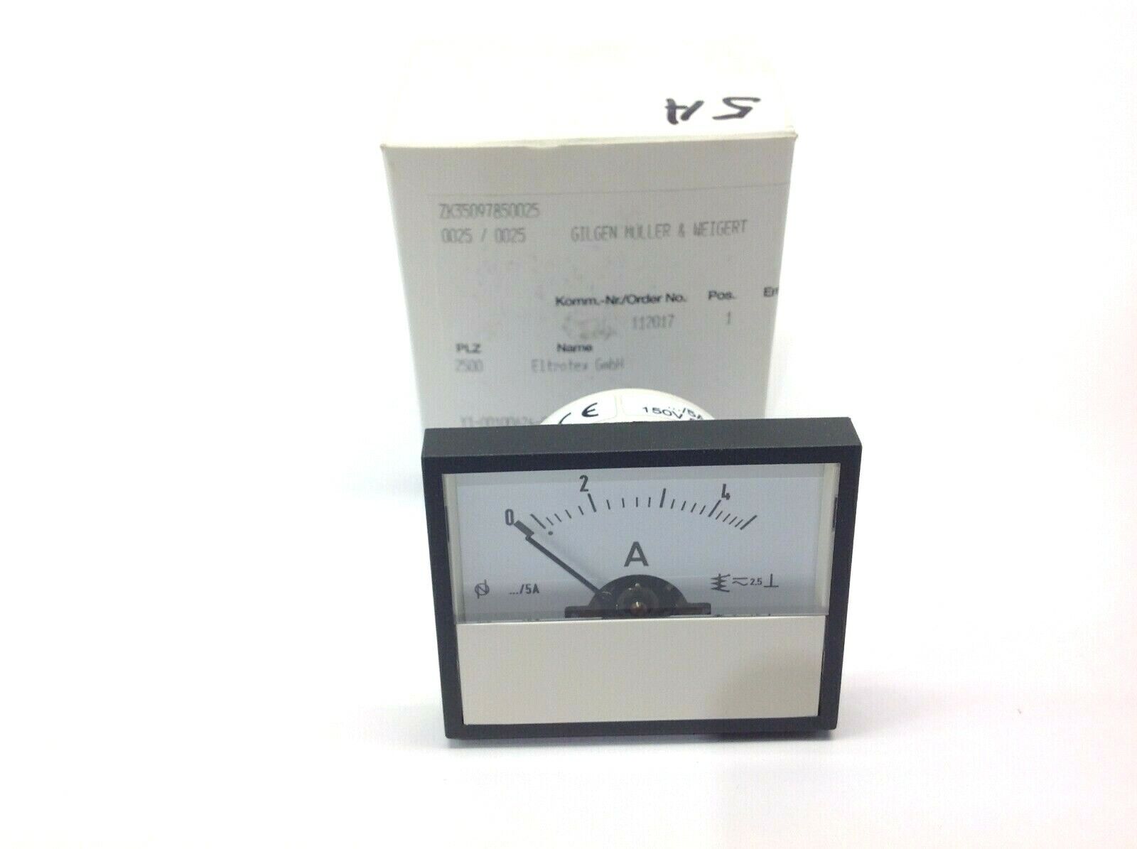 RKN57 5A | Gilgen Muller & Weigert Ammeter - New – Open box - Maverick Industrial Sales