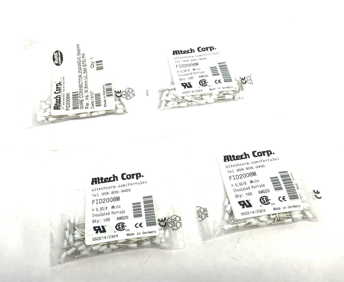 FID2008M | Altech Crimp Ferrule Terminals 20AWG/0.5sqmm PACKS OF 100, LOT OF 4 - New - Maverick Industrial Sales