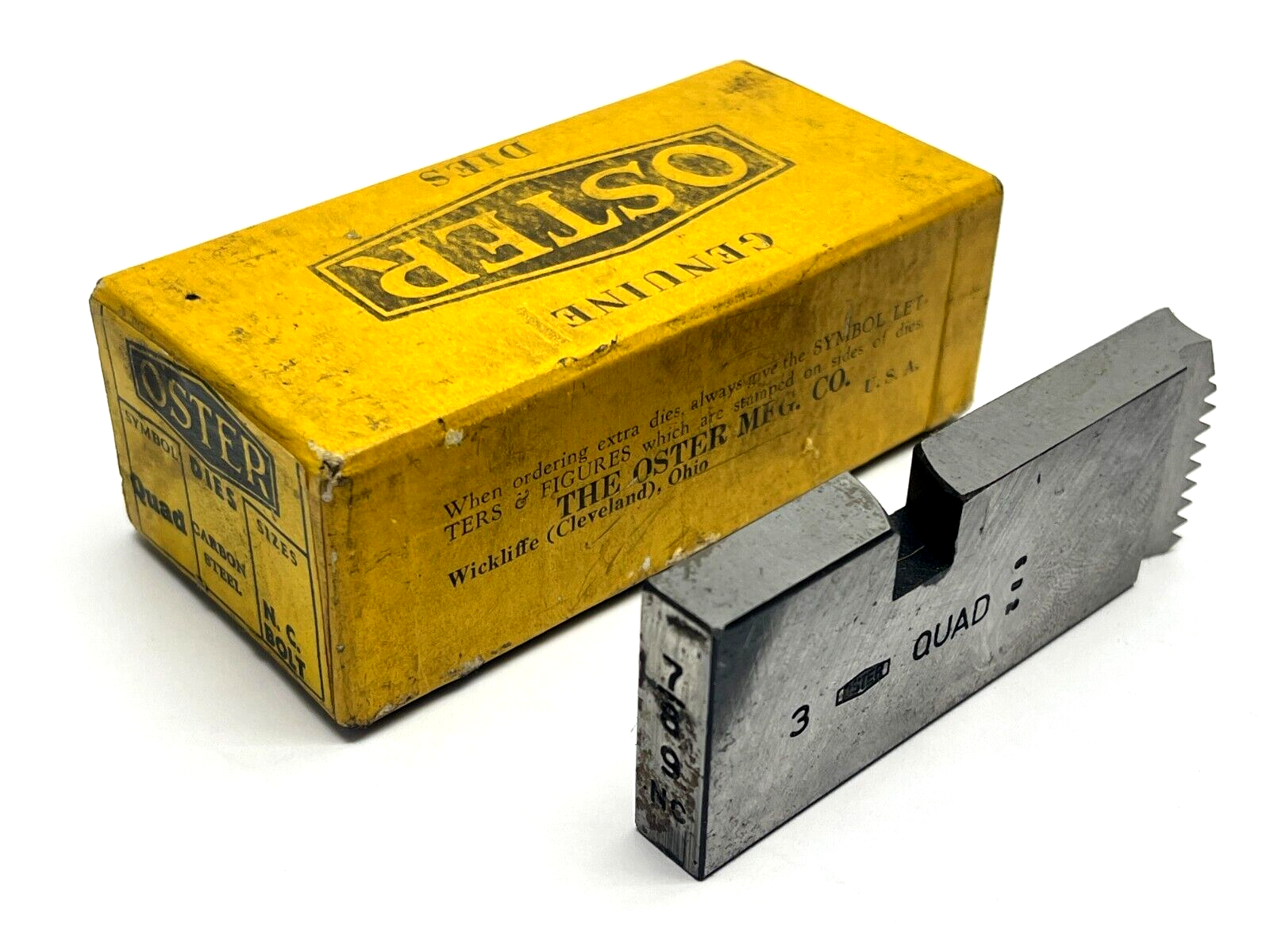 Oster Symbol Quad Carbon Steel 7/8" 9 N.C Bolt Die - New – Open box - Maverick Industrial Sales