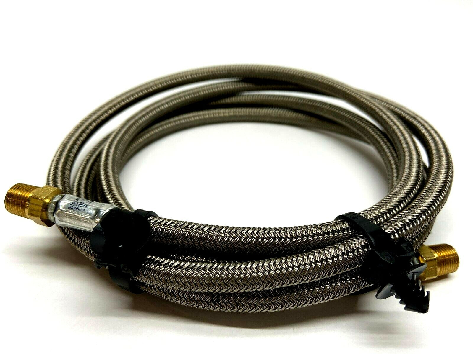 Stainless Steel Braided 6' Hose w/ 7/16" Dual Male Connector Fittings - Maverick Industrial Sales