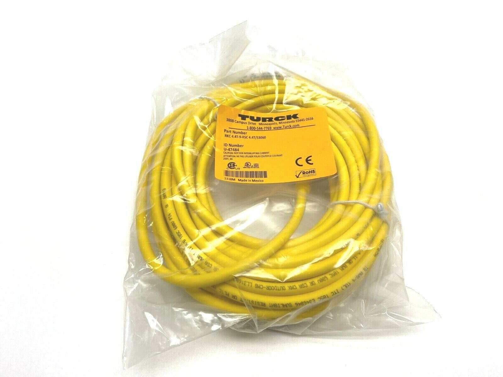 Turck RKC 4.4T-9-RSC 4.4T/S3060 U-47484 Eurofast Molded Cordset - New - Maverick Industrial Sales