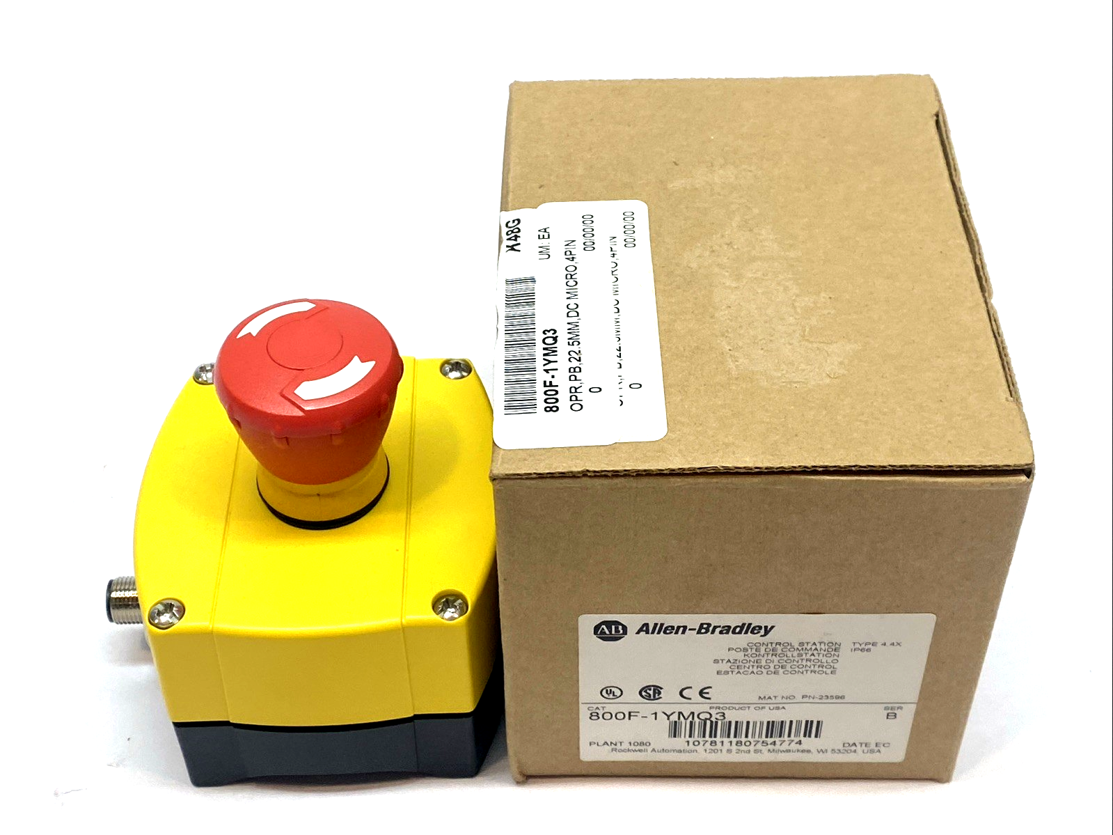 Allen Bradley 800F-1YMQ3 Emergency Stop Station 40mm Twist-to-Release - Maverick Industrial Sales