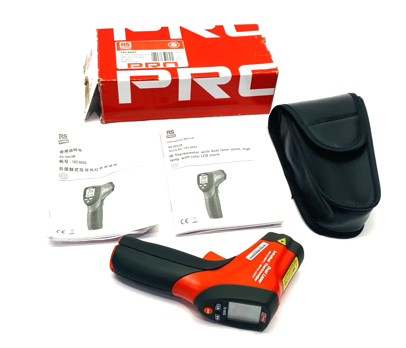 193-8693 | RS Pro Infrared Thermometer, Dual Laser Point -50 to 800°C RS-8863B - New – Open box - Maverick Industrial Sales