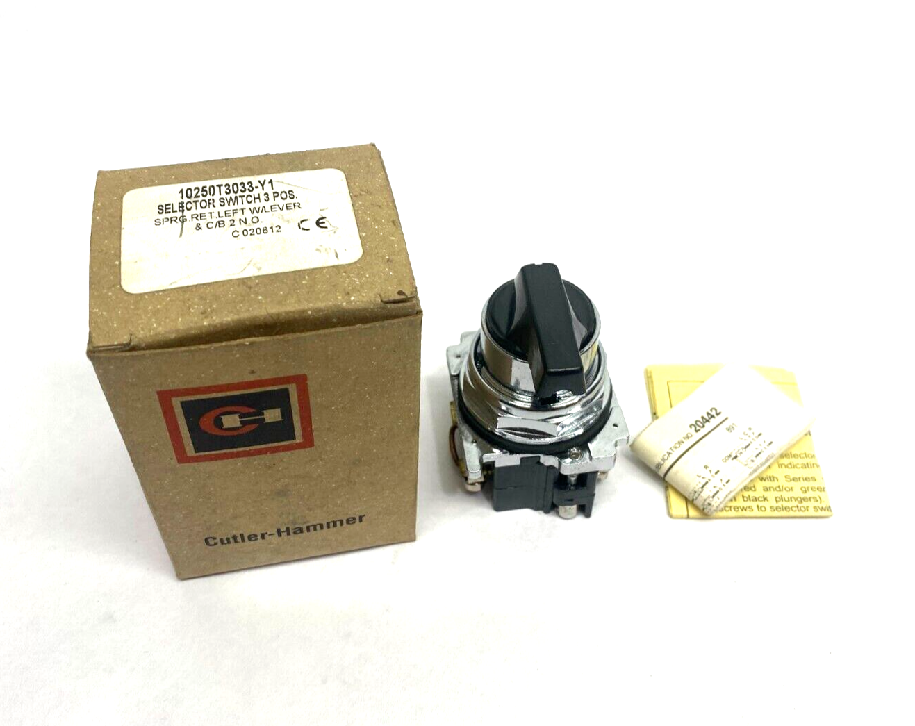 Eaton Cutler-Hammer 10250T3033-Y1 Selector Switch, 3-Pos, Spring Left, 2 N.O. - Maverick Industrial Sales