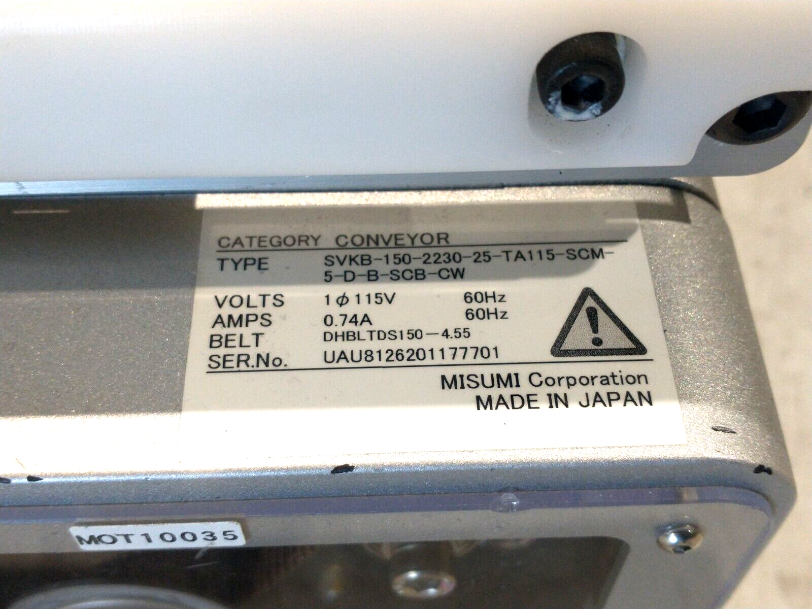 MiSUMi SVKB-150-2230-25-TA115-SCM-5-D-B-SCB-CW Belt Conveyor 2230mm L x 150mm W - Maverick Industrial Sales