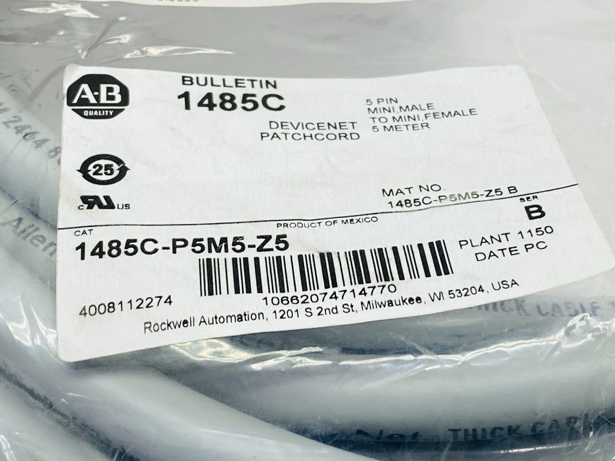 1485C-P5M5-Z5 | Allen Bradley Ser B DeviceNet Physical Media Cordset - New - Maverick Industrial Sales