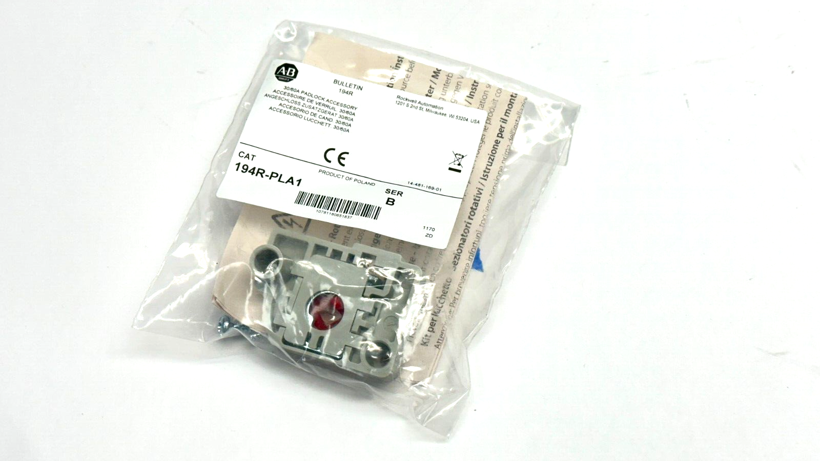 194R-PLA1 | Allen Bradley Ser B 30/60A Padlock Accessory - New - Maverick Industrial Sales