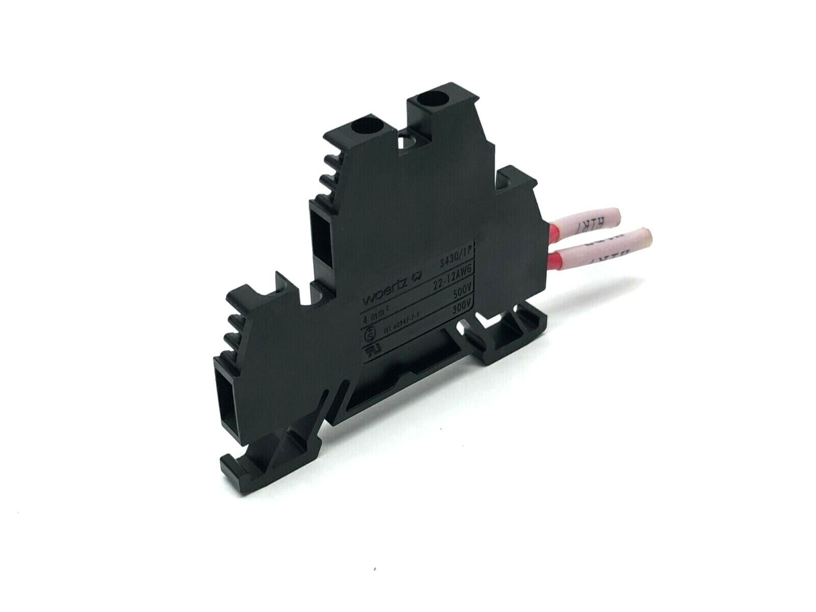 3430/1P | Woertz Black Terminal Block Two-Step 300/500V 4mm 18-12 AWG - Used - Maverick Industrial Sales