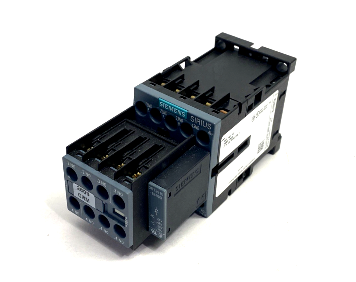 Siemens 3RH2140-1BB40 Contactor Relay 4 NO, 24V DC, 3RT2916-1BB00 - Maverick Industrial Sales