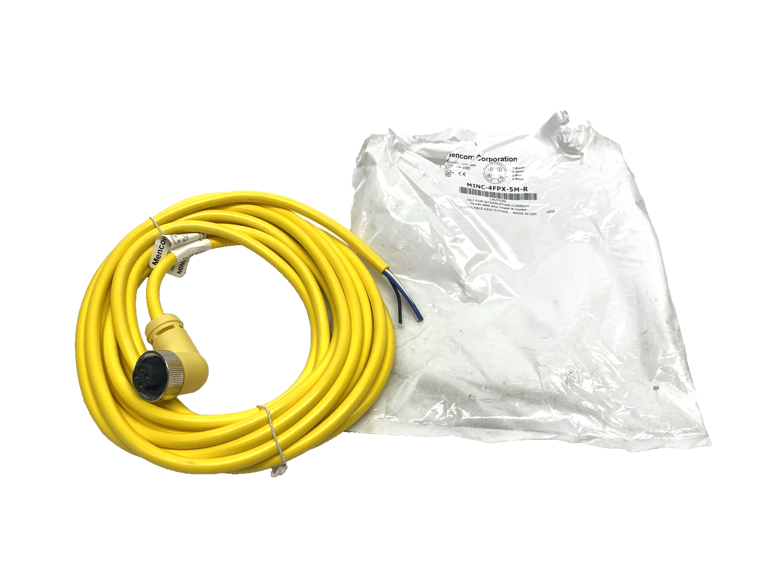Mencom MINC-4FPX-5M-R MIN Size I Cordset 4-Pole Female Right Angle 5m - Maverick Industrial Sales