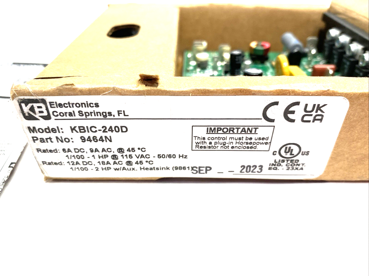 KB Controls KBIC-240D Adjustable Speed DC Drive, Open Chassis, 9464N - Maverick Industrial Sales