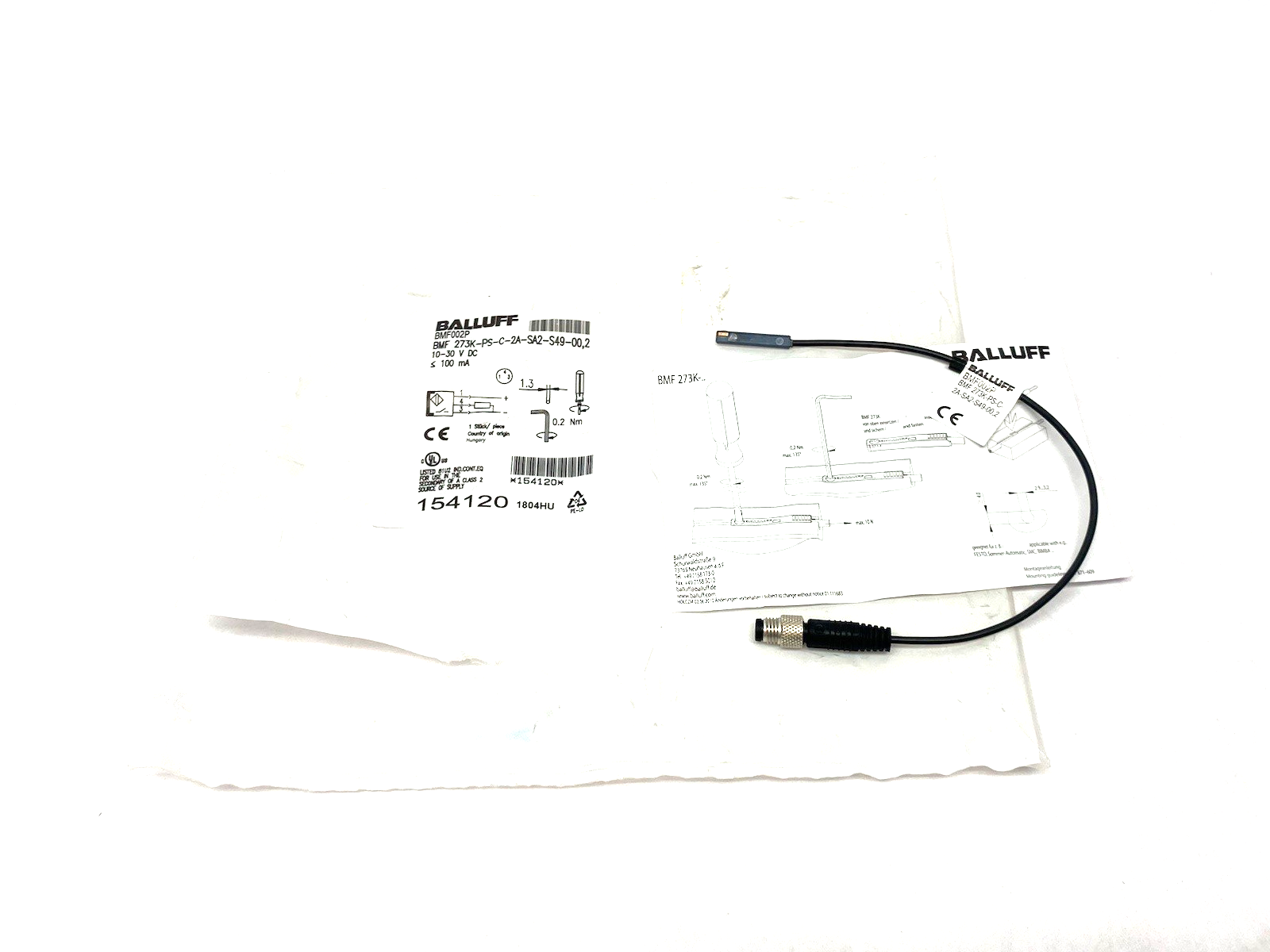 Balluff BMF002P C-Slot Magnetic Field Sensor BMF 273K-PS-C-2A-SA2-S49-00,2 - Maverick Industrial Sales