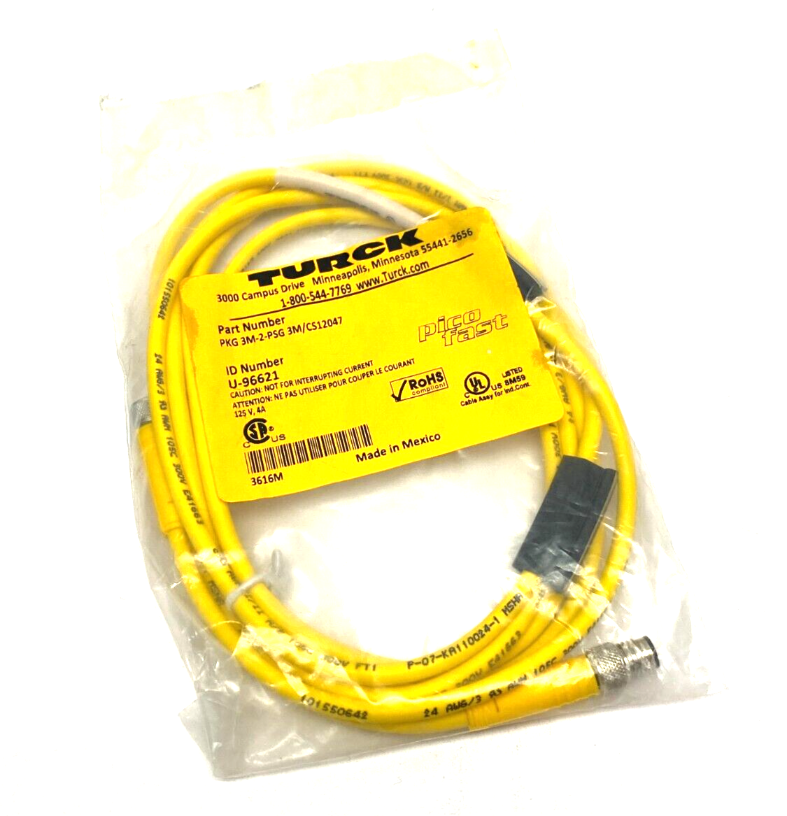 Turck PKG 3M-2-PSG 3M/CS12047 Picofast Double Ended Cordset U-96621 - Maverick Industrial Sales