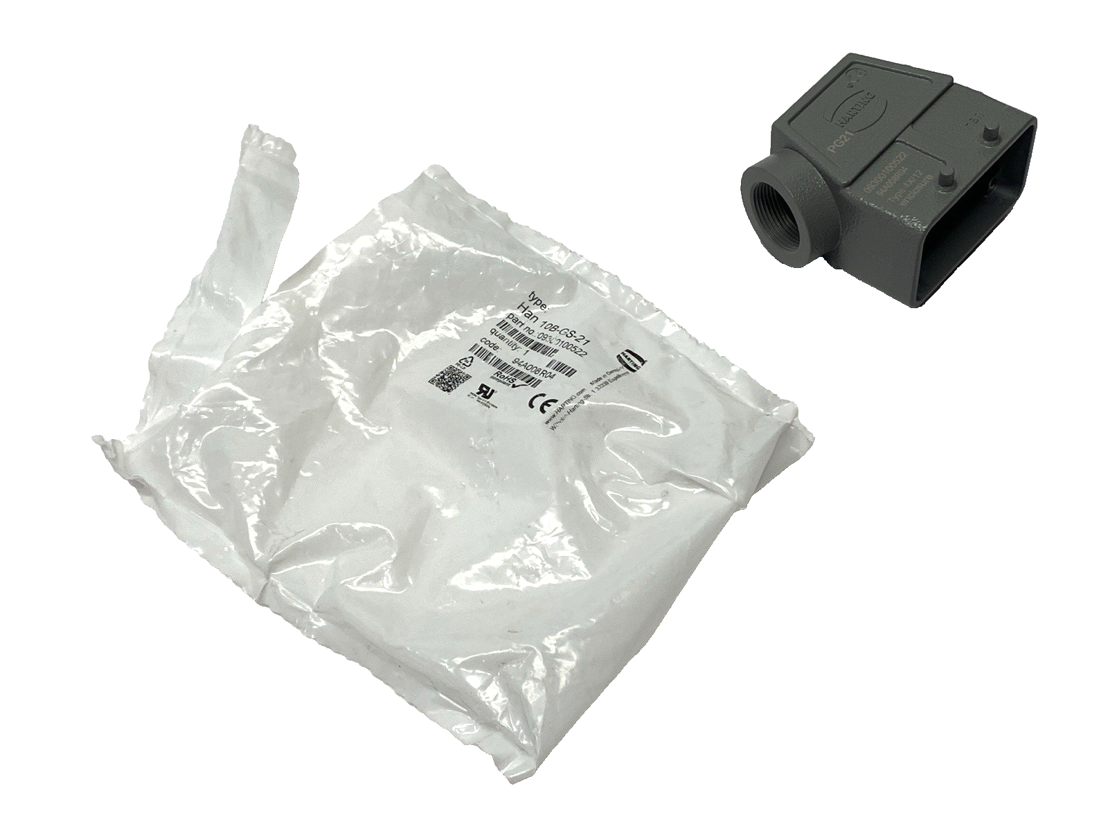 Harting 0900100522 Heavy Duty Connector Hood Side Entry Han 10B-GS-21 - Maverick Industrial Sales