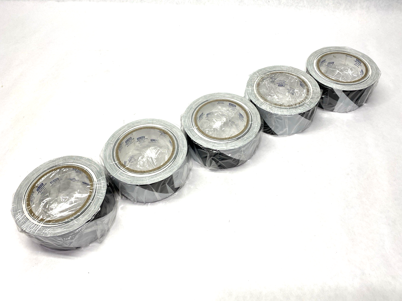 Uline S-13512 Industrial Vinyl Safety Tape White/Black 2" x 36 yds LOT OF 5 - Maverick Industrial Sales