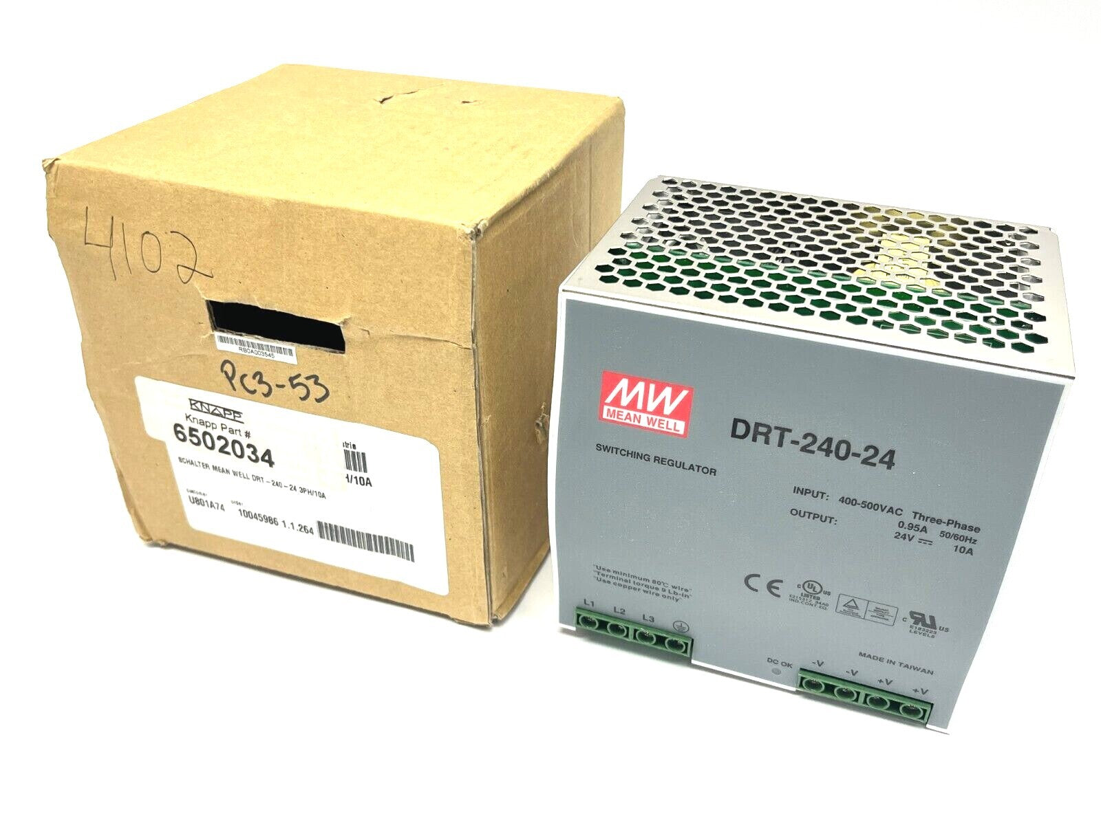 Mean Well DRT-240-24 Switching Regulator 10A 24V - New – Open box - Maverick Industrial Sales