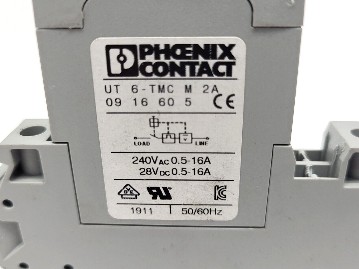 UT 6-TMC M 2A, 0916605 | Phoenix Contact UT 6-TMC M 2A Circuit Breaker 0916605 LOT OF 5 - Used - Maverick Industrial Sales