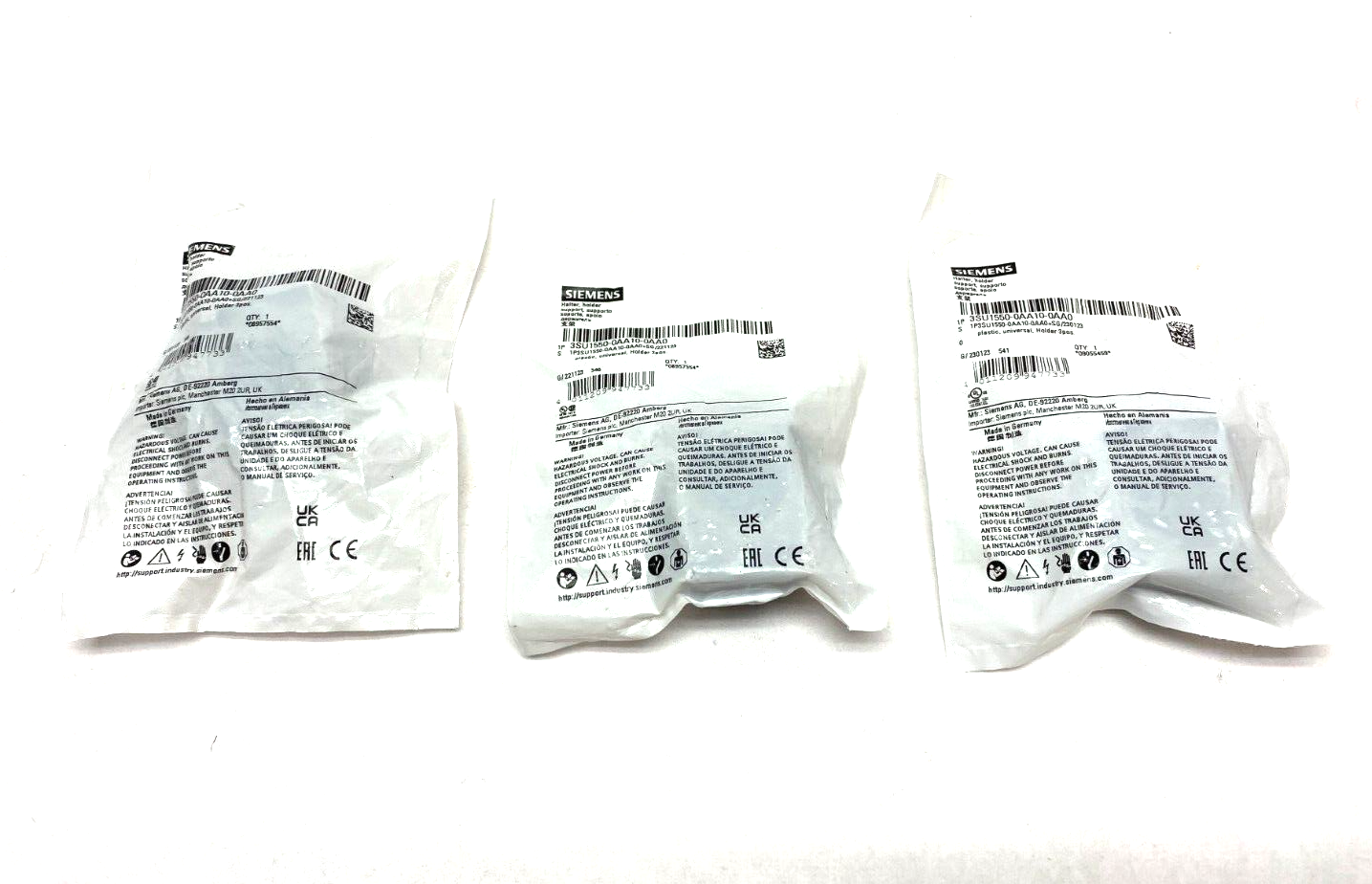 Siemens 3SU1550-0AA10-0AA0 Pushbutton Support Holder Metal 3-Pos 22mm LOT OF 3 - Maverick Industrial Sales
