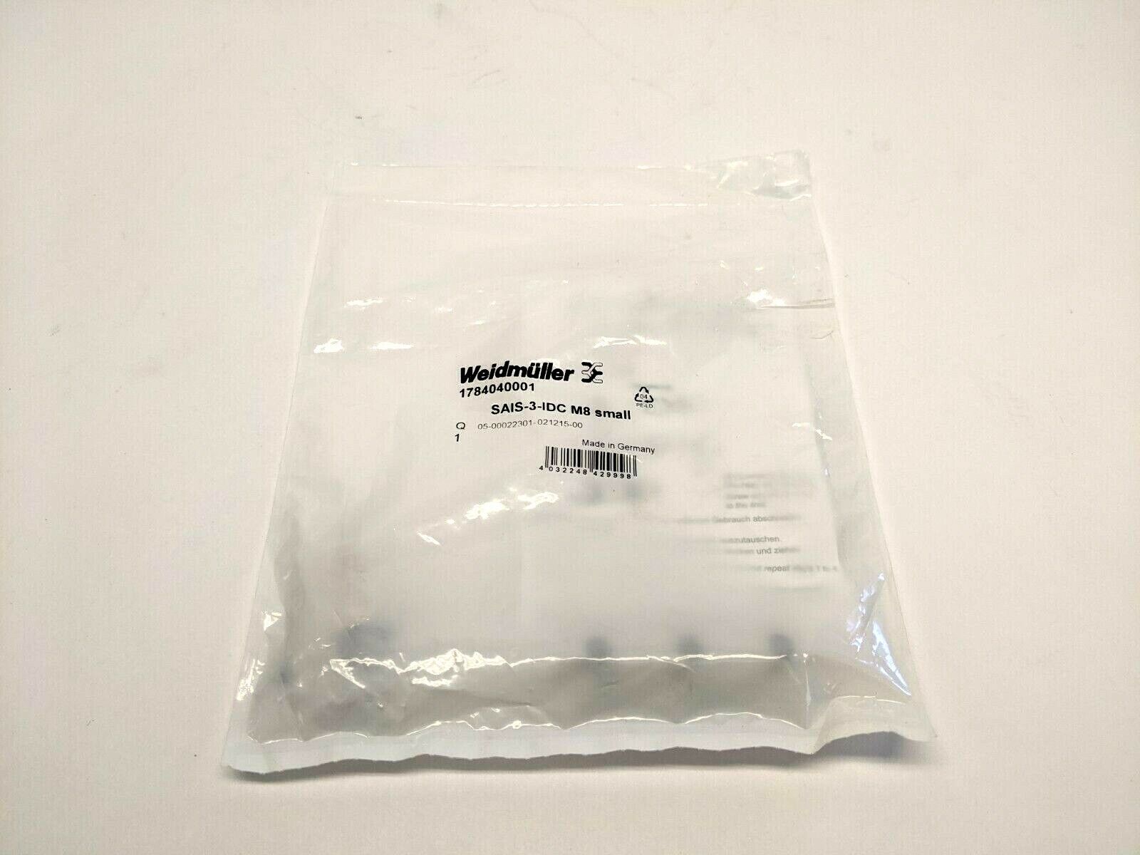 Weidmuller 1784040001 SAIS-3-IDC M8 SMALL Round Plug-In Connector - New - Maverick Industrial Sales