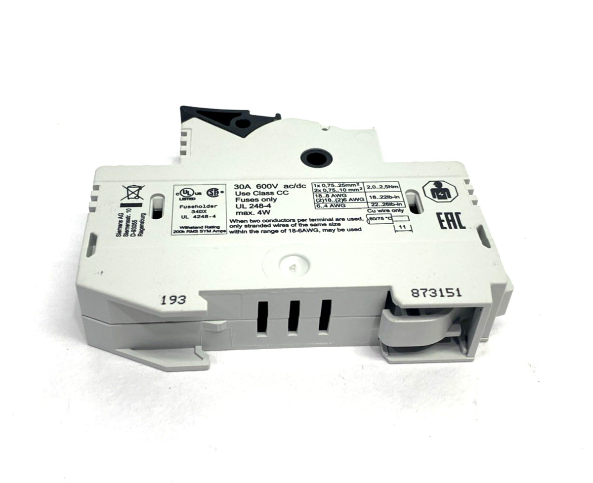 Siemens 3NW75130HG Fuse Holder, Class CC, 1-P 30A 600VAC - Maverick Industrial Sales