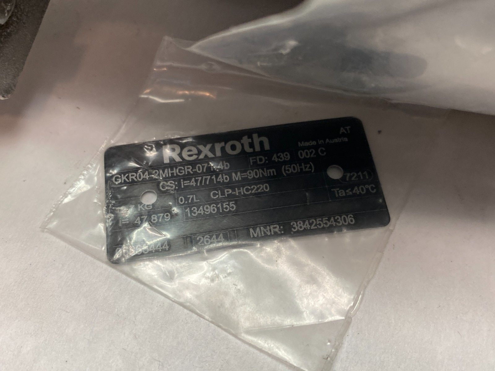Bosch Rexroth 3842554306 Gearmotor i=47.879 GKR04-2MHGR-071-4b, CS: i=47/714b - Maverick Industrial Sales