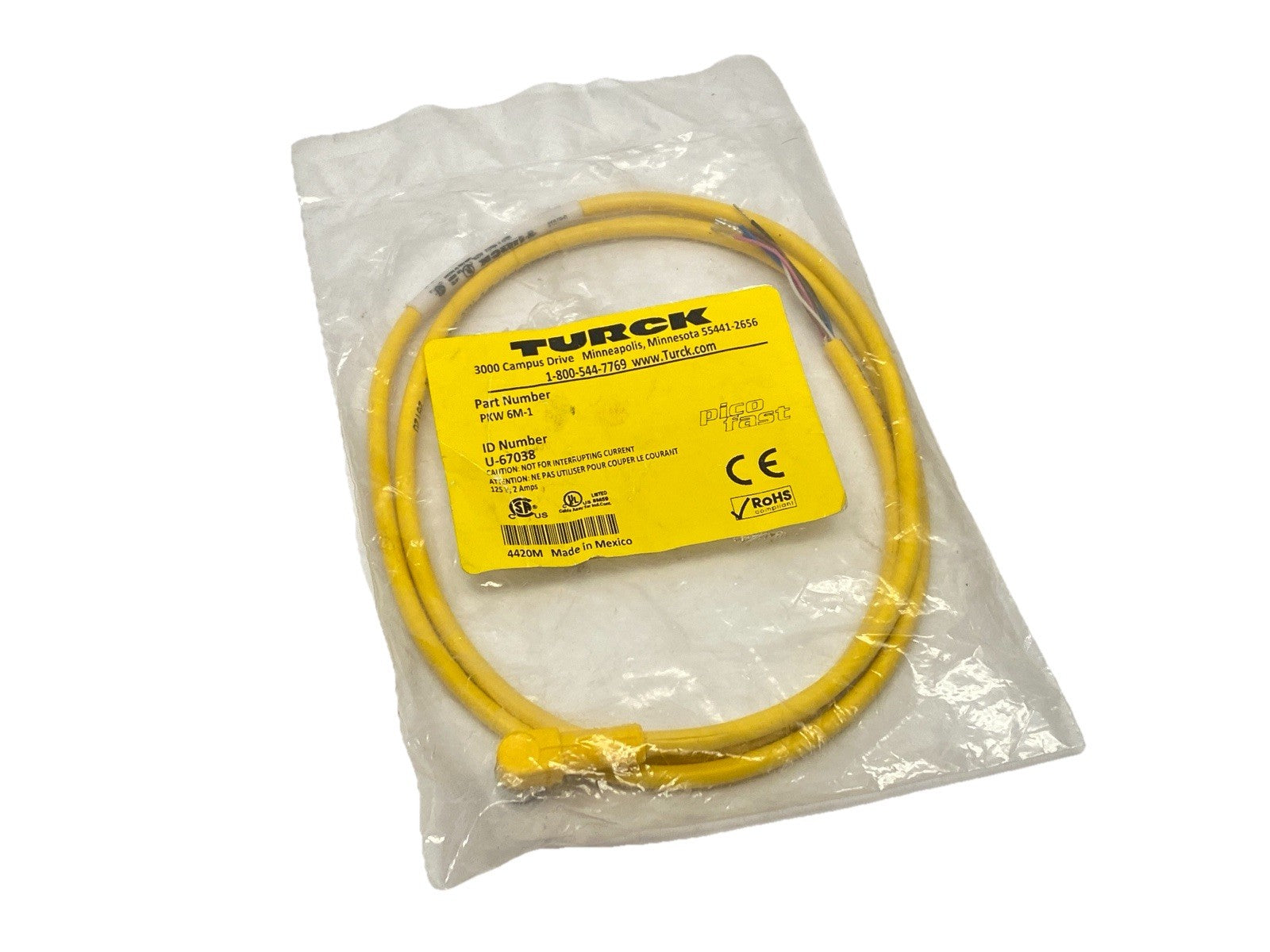 PKW 6M-1 | Turck Actuator Sensor Cordset Female M8 6-Pin 1m U-67038 - New - Maverick Industrial Sales