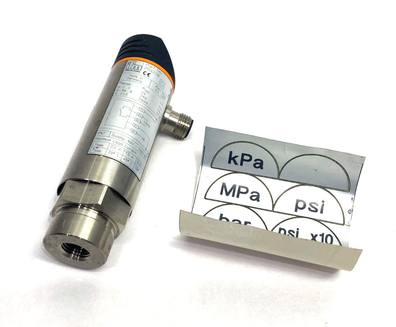 PN4226 | Ifm Pressure Sensor, Digital Display PN-2,5-RBN14-HFBOW/LS/ /V - New – Open box - Maverick Industrial Sales