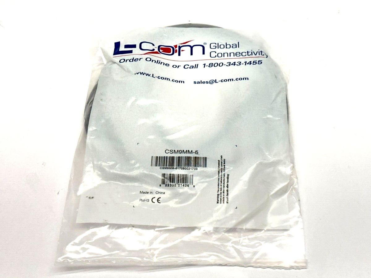 CSM9MM-5 | L-Com Economy Molded D-Sub Cable DB9 Male / Male 5ft - New - Maverick Industrial Sales