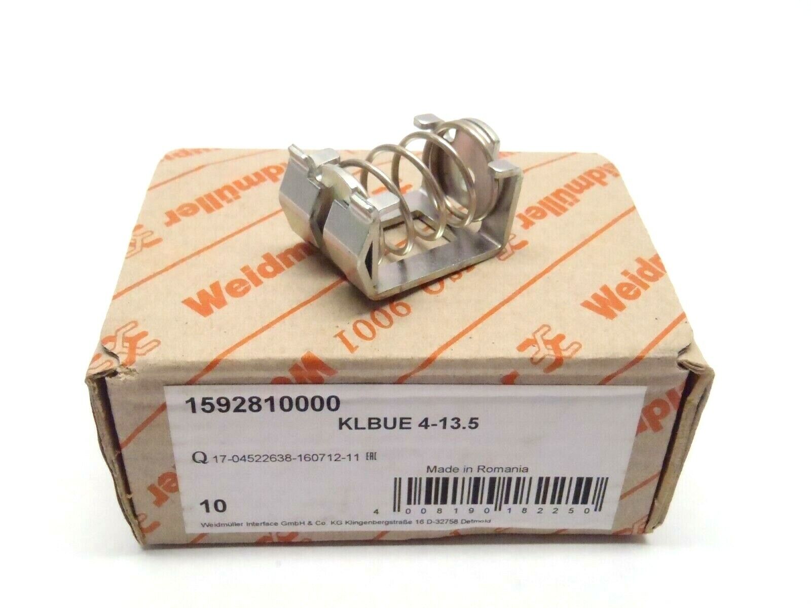 Box of 10 Weidmuller 1592810000 KLBUE 4-13.5 Steel Snap-On Clamping Yoke - New – Open box - Maverick Industrial Sales