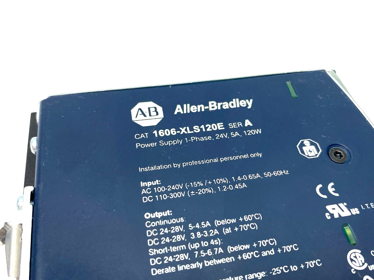 1606-XLS120E | Allen Bradley Ser. A Single Phase Power Supply 24VDC 5A - Used - Maverick Industrial Sales