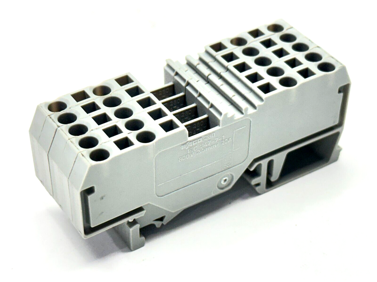 280-681 | Wago 280-833 Terminal Block 4-Conductor Grey LOT OF 5 - Used - Maverick Industrial Sales