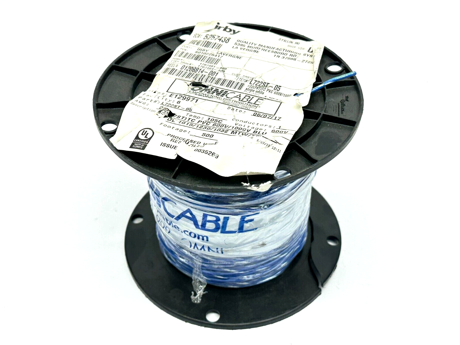L722ST-05 | Omni-Cable Hook-Up Wire 22 AWG 7-Strand 600V 500ft Spool - New - Maverick Industrial Sales