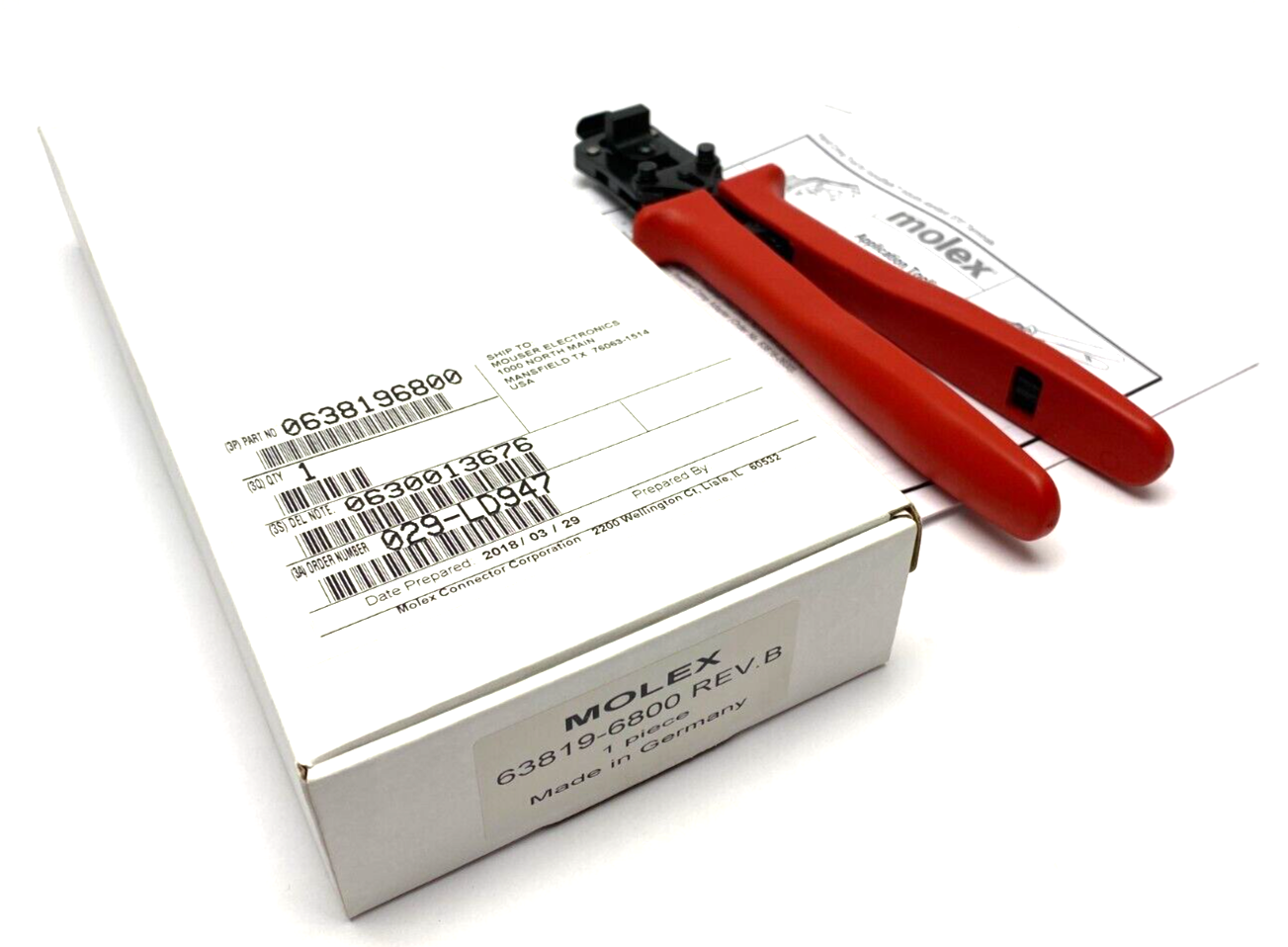 Molex 63819-6800 Rev. B Crimping Hand Tool - New – Open box - Maverick Industrial Sales