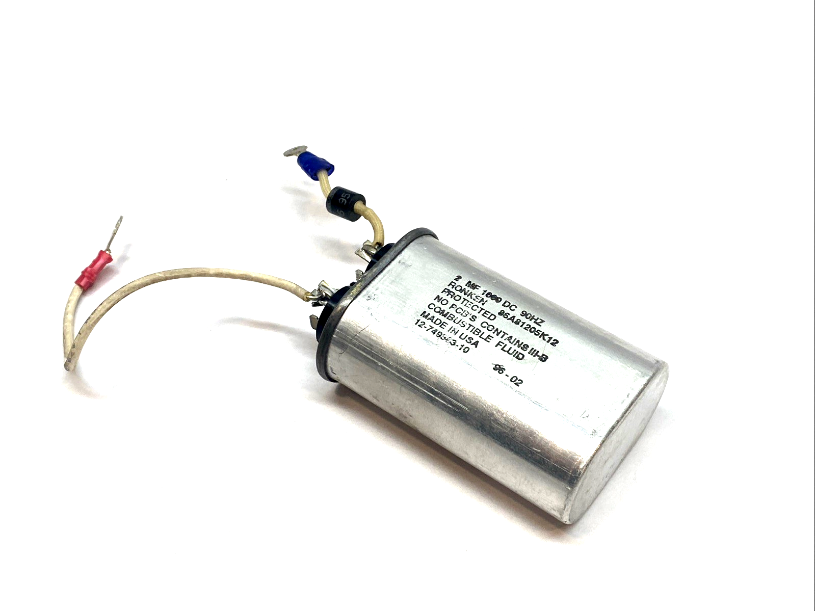 96A81205K12 | Ronken Capacitor Metal Can Motor Run 90HZ - Used - Maverick Industrial Sales