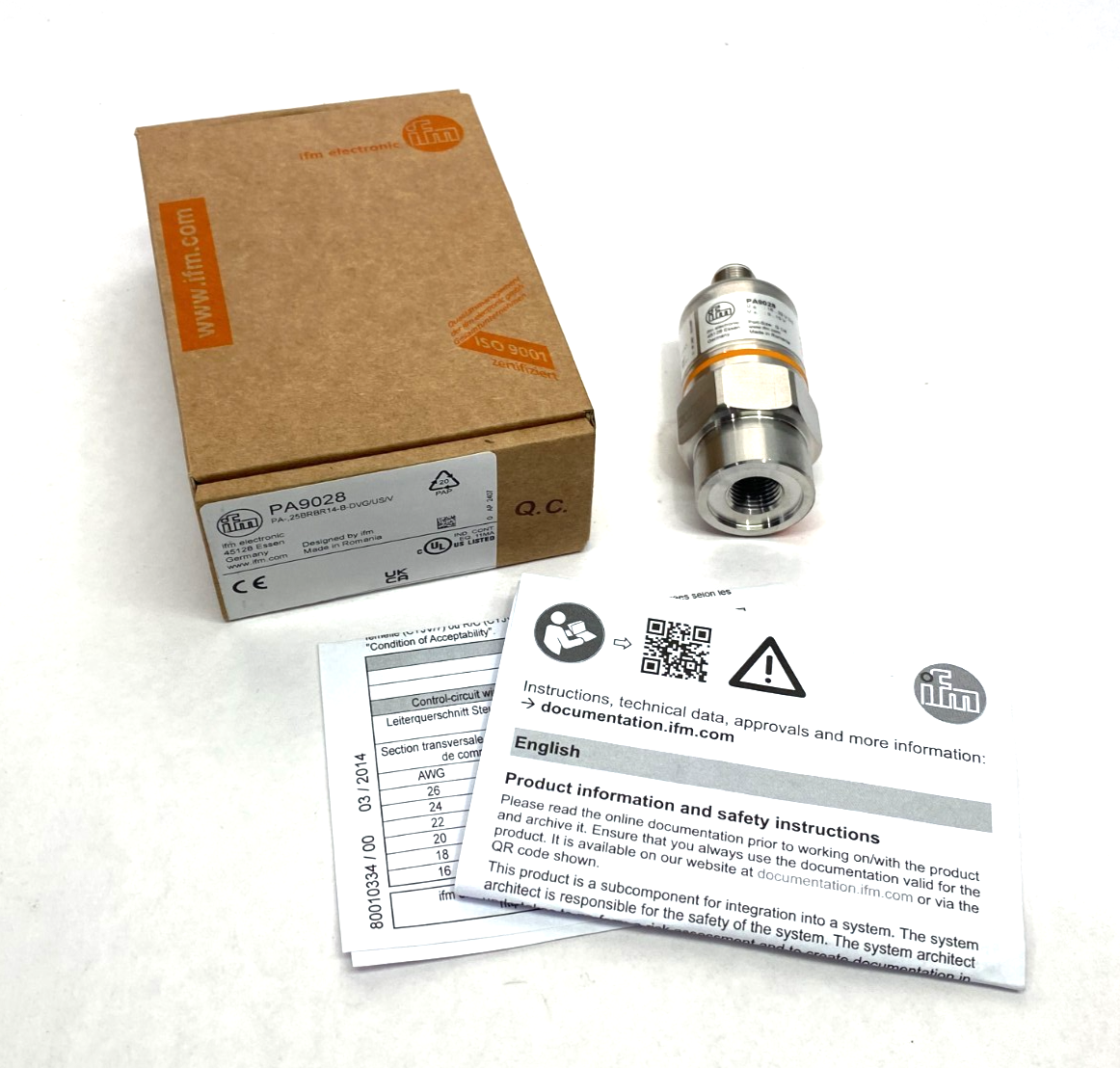Ifm PA9028 Pressure Transmitter Ceramic Measuring Cell PA-,25BRBR14-B-DVG/US/V - Maverick Industrial Sales