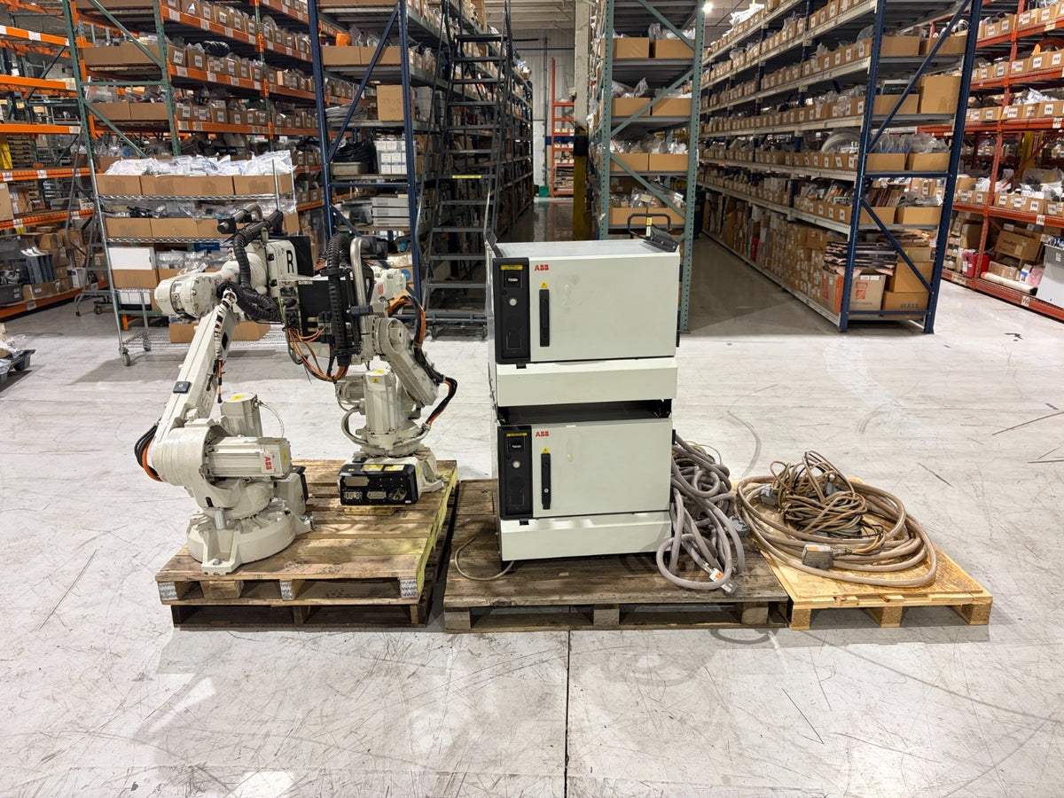 ABB IRB 2600 Robot w/ IRC5 Controller & Cables - Lot of 2 - No Teach Pendant - Maverick Industrial Sales