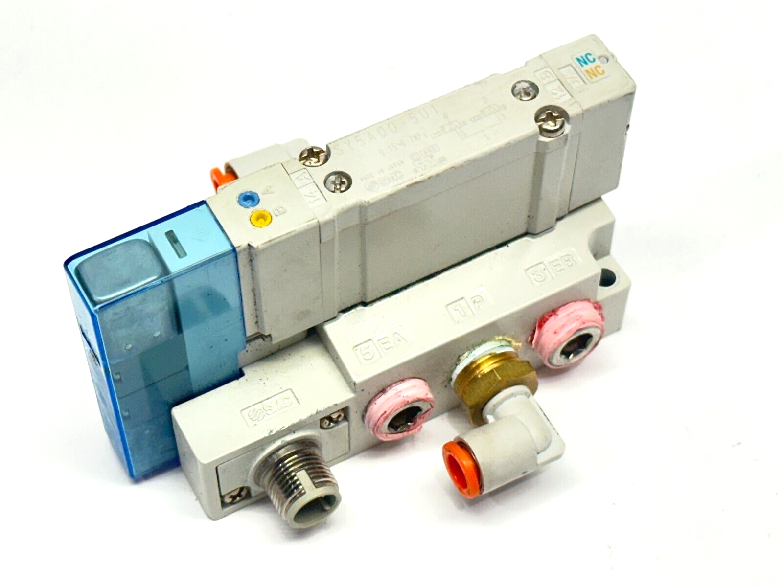 SY50M-27-I-WO-02N | SMC Pneumatic Valve Manifold 5-Port - Used - Maverick Industrial Sales