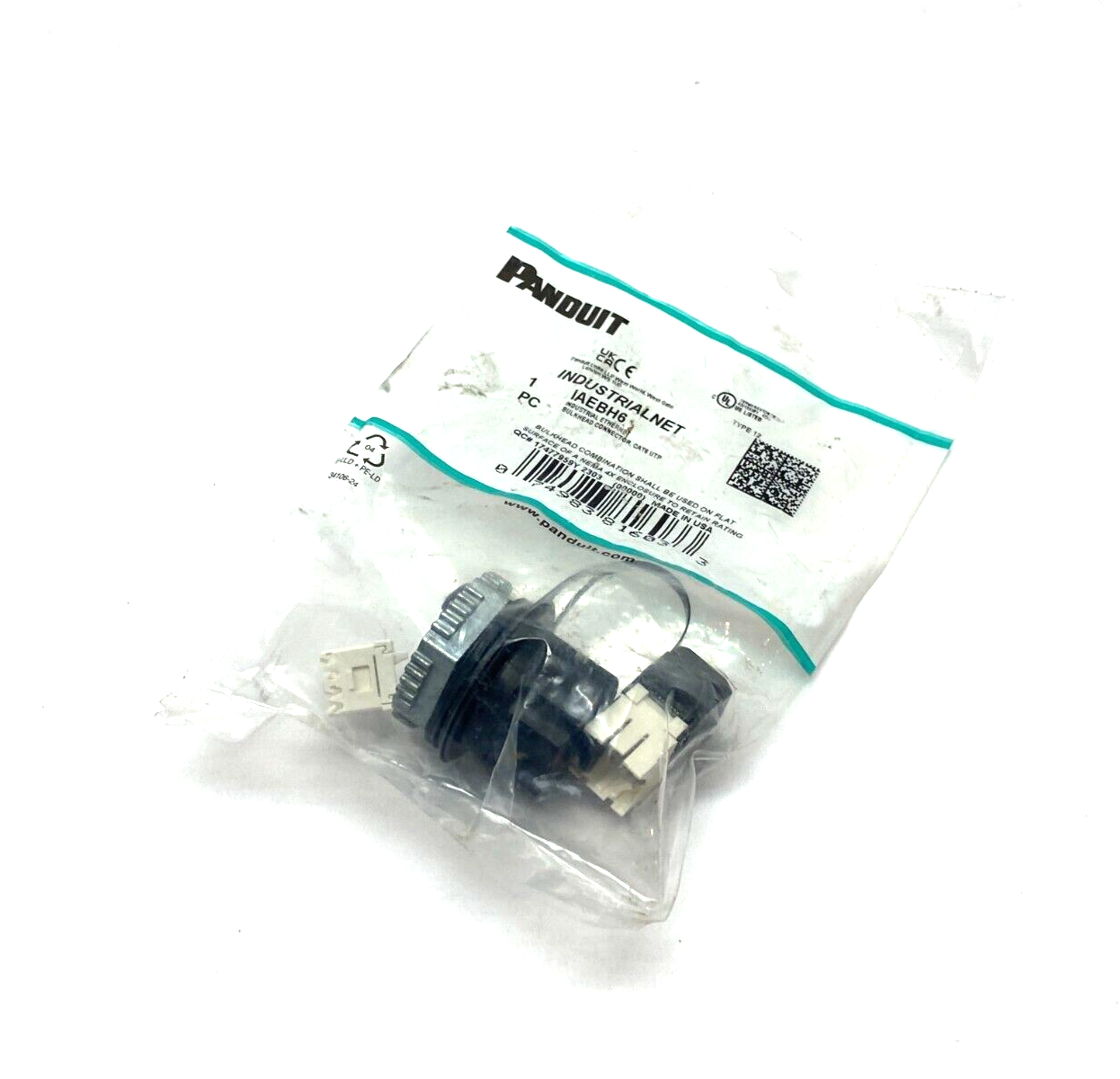 Panduit IAEBH6 Cat6 Coupler Bulkhead Panel Connector w/ Cover - New - Maverick Industrial Sales