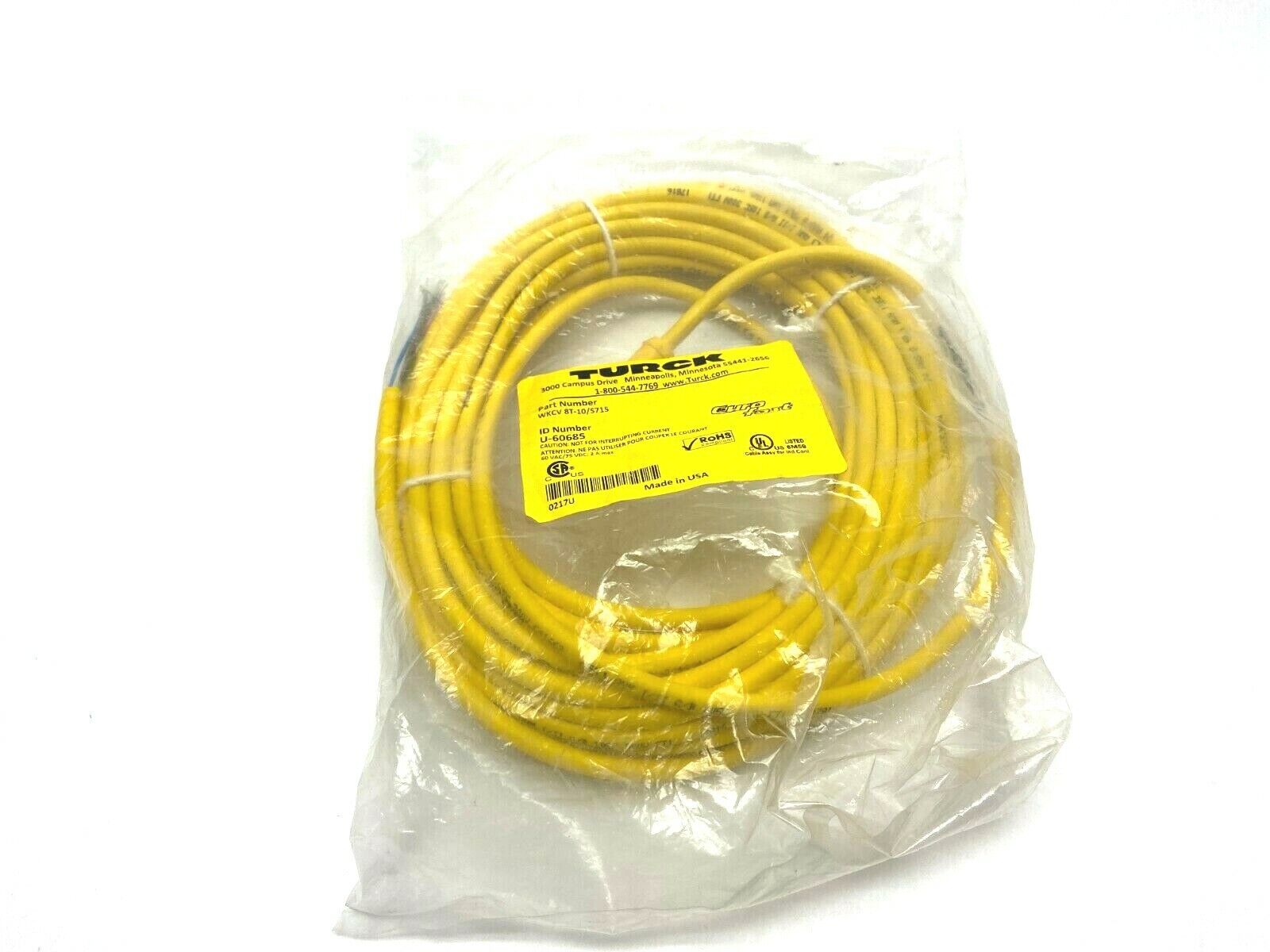 Turck WKCV 8T-10/S715 U-60685 Eurofast Right Angle Cordset - New - Maverick Industrial Sales