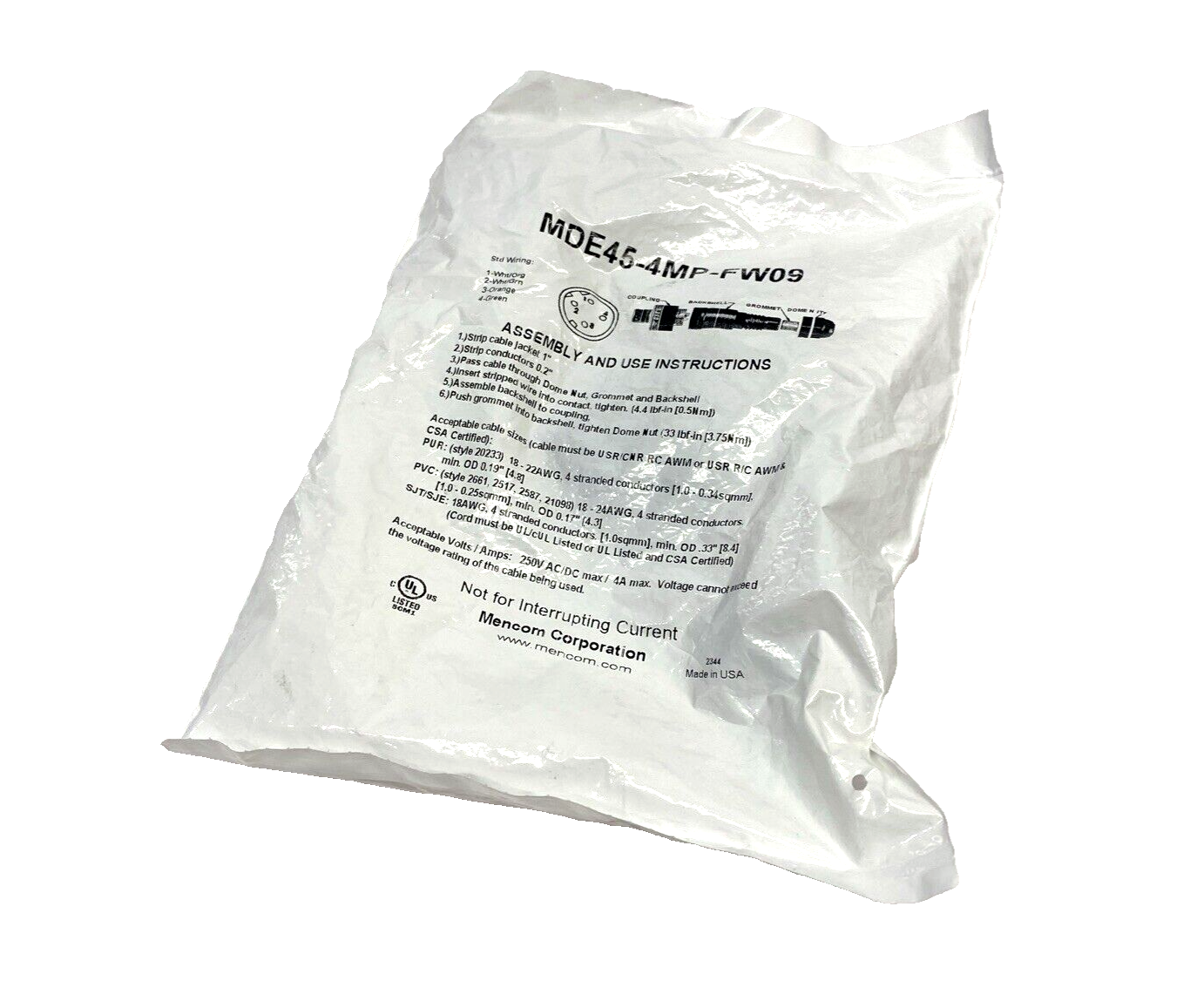 Mencom MDE45-4MP-FW09 Field Wireable Connector M12 4-Pin Male D-Code PG09 - Maverick Industrial Sales