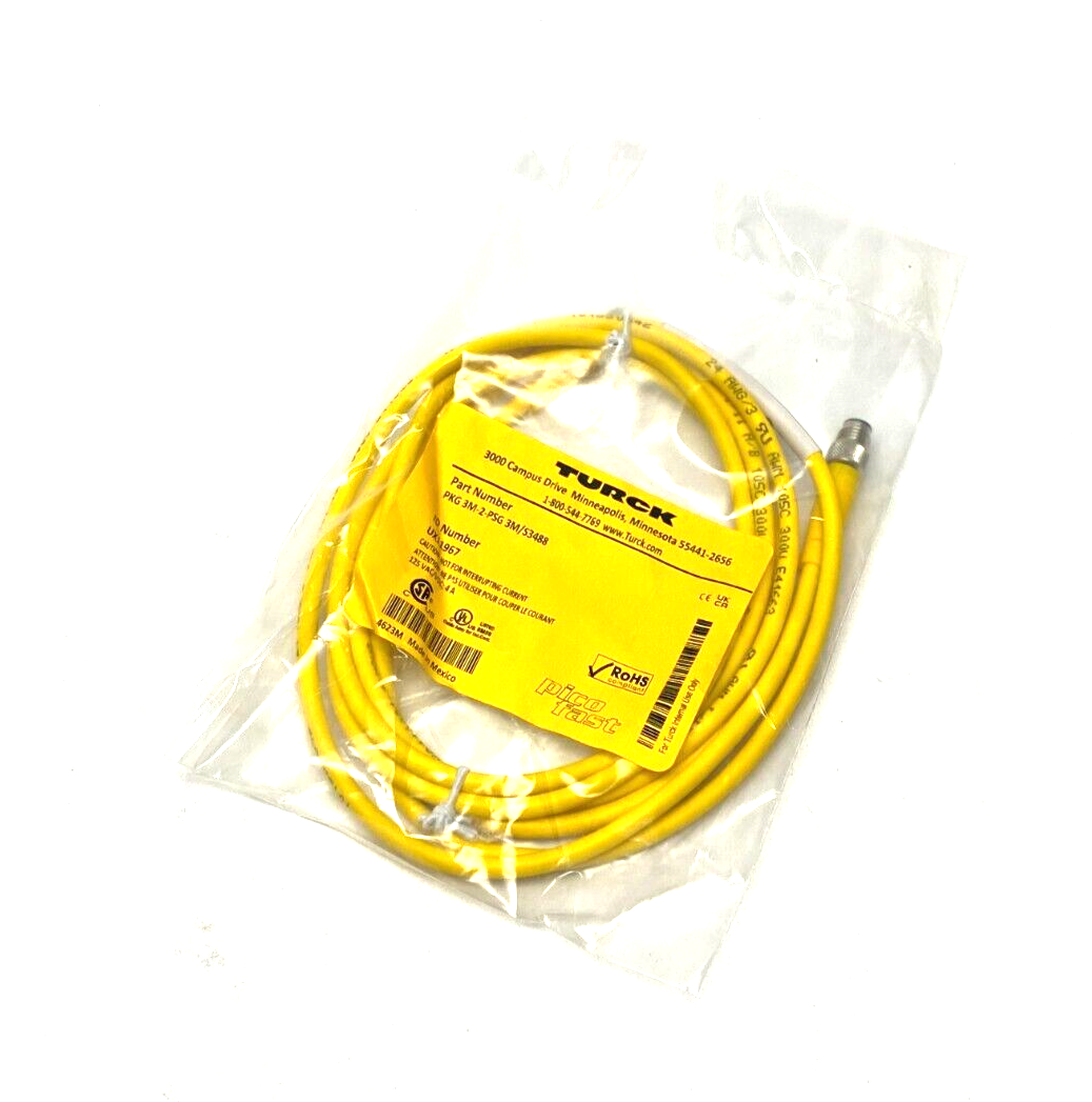 Turck PKG 3M-2-PSG 3M/S3488 Picofast Double Ended Cordset UX11967 - New - Maverick Industrial Sales