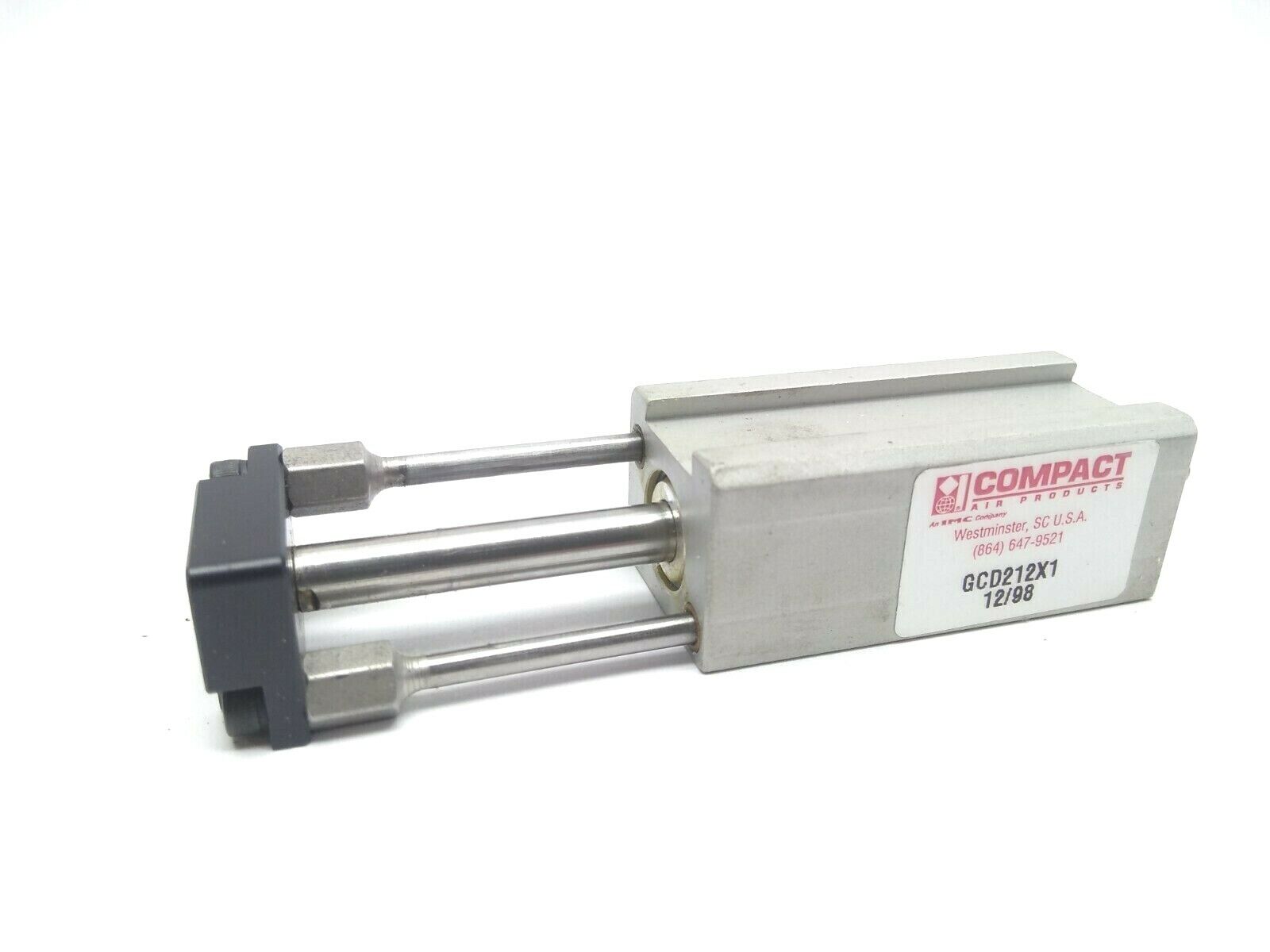 Compact Air GCD212X1 Double Rod End Guided Cylinder 1/2" Bore 1" Stroke - Used - Maverick Industrial Sales