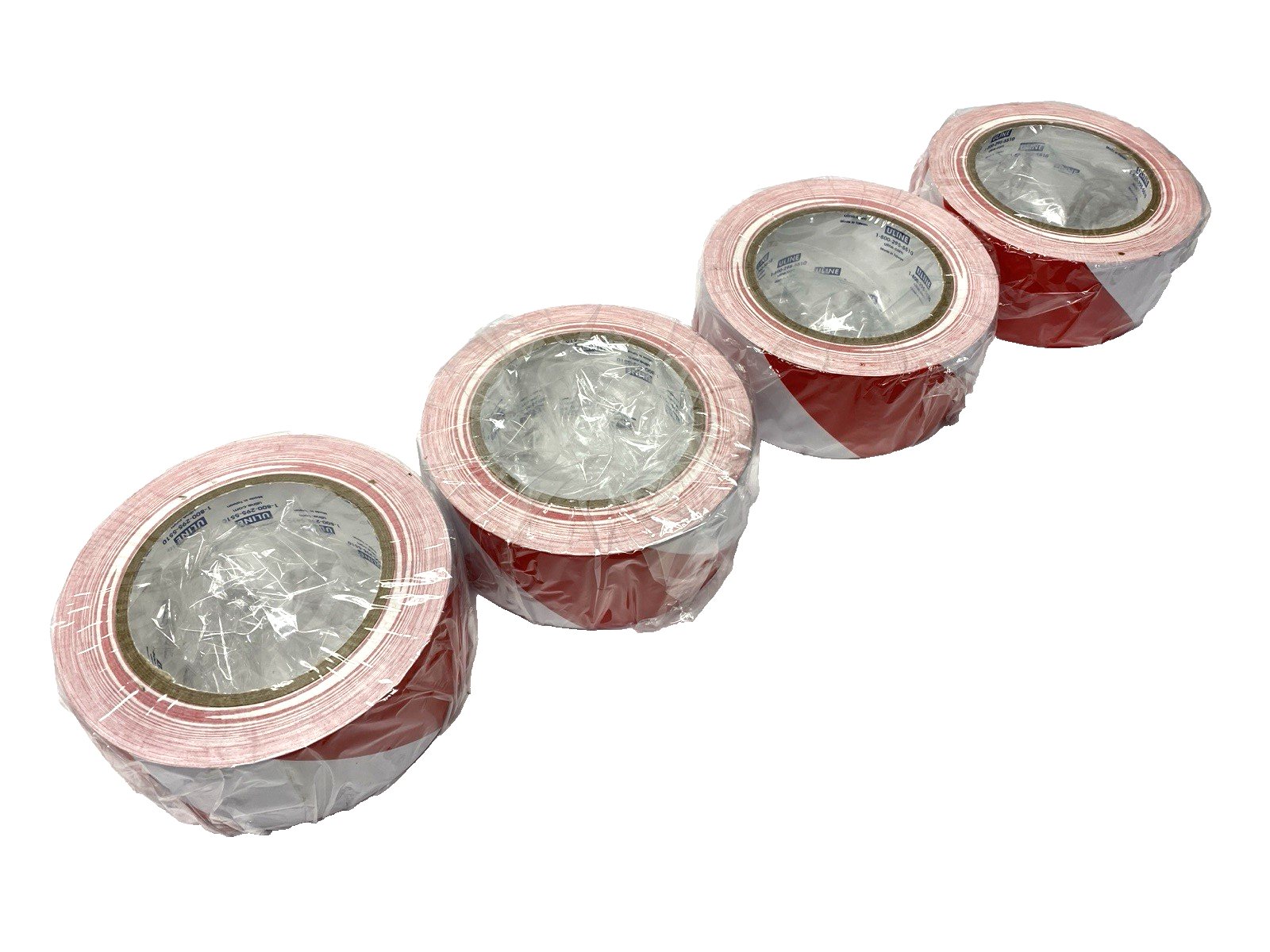 Uline S-16873 Industrial Vinyl Safety Tape Red/White 2" x 36 yds LOT OF 4 - Maverick Industrial Sales