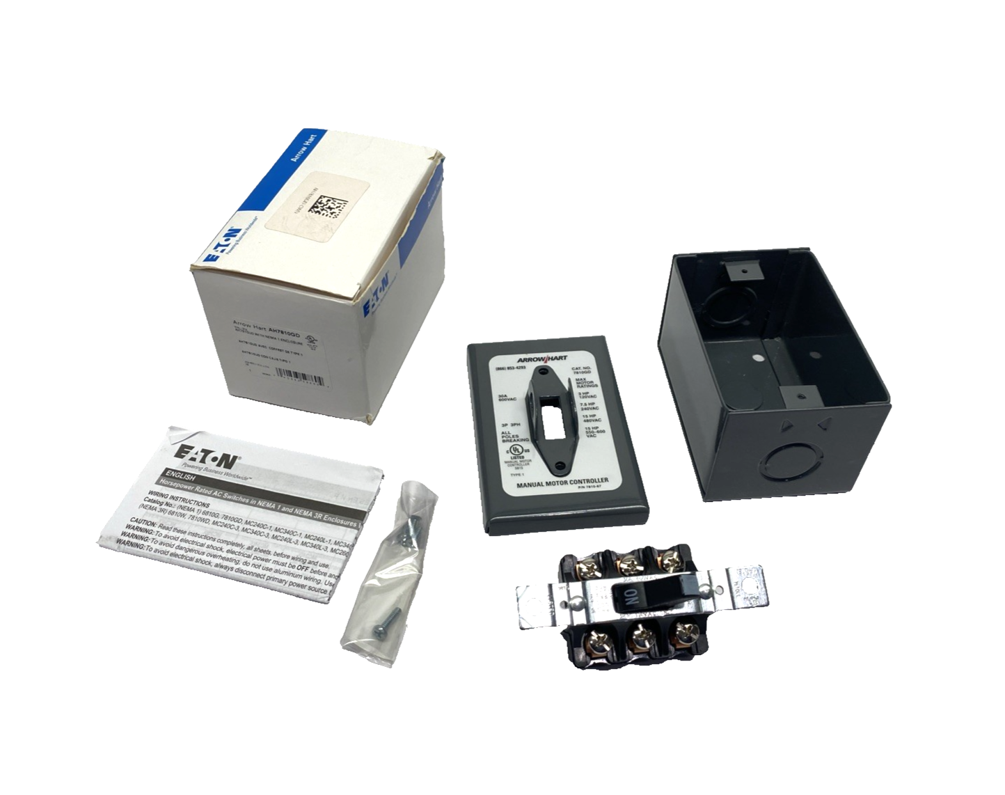 Eaton AH7810GD Arrow Hart Manual Motor Controller 30A 600V 3P Single Gang 2-Pos. - Maverick Industrial Sales