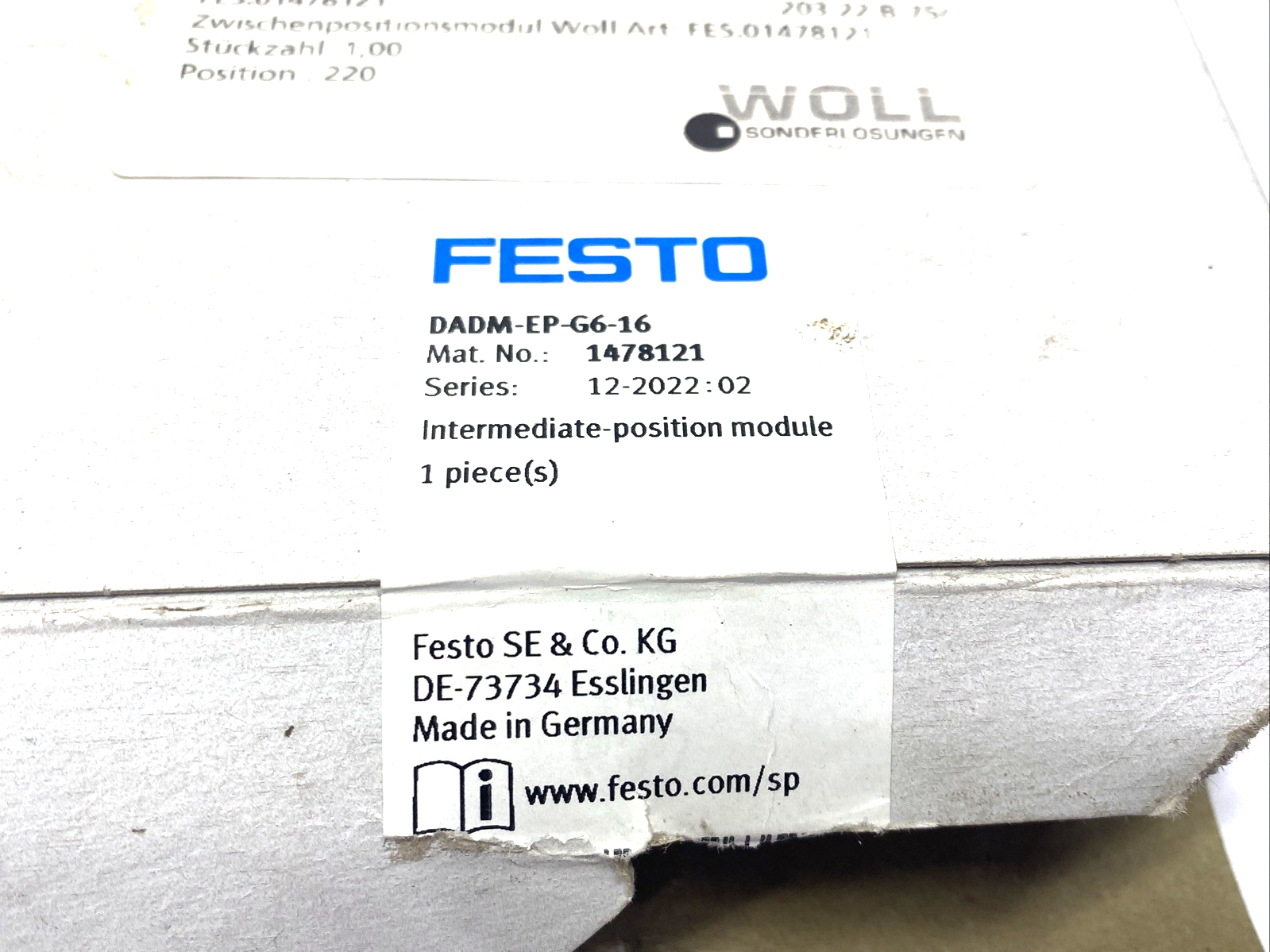 Festo DADM-EP-G6-16 Intermediate Position Module 1478121 - Maverick Industrial Sales