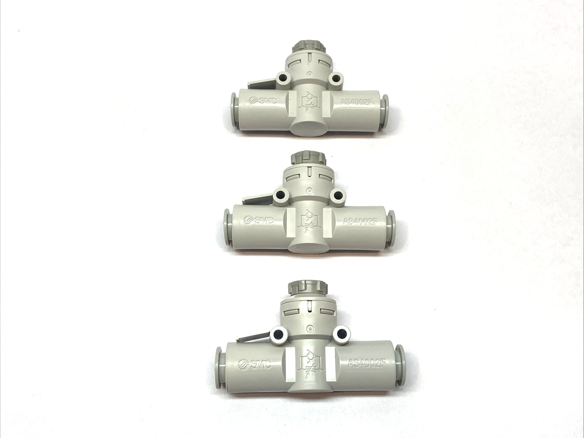 AS4002F-12A | SMC In-Line Flow Control Speed Adjustment Valve Fitting LOT OF 3 - New – Open box - Maverick Industrial Sales